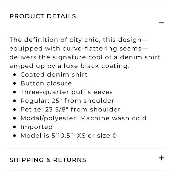 White House Black Market Coated Denim Puff Sleeve Blouse - Picture 10 of 10